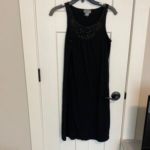 Chic Black Embellished Midi Dress